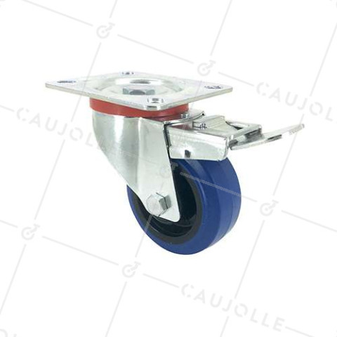 Ruota PIVOTANTE CON FRENATURA IN GOMMA SUPER ELASTICA DIAMETRO 80 MM CARICO 120 KG - S2NS80AF • Caujolle