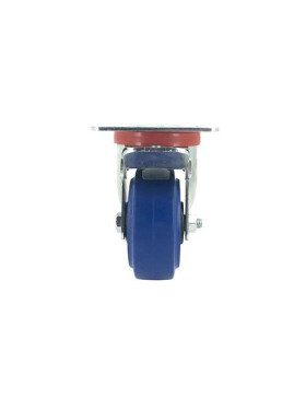 Roulette pivotante à frein en caoutchouc souple bleu diamètre 80mm