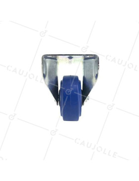Roulette fixe en caoutchouc souple bleu diamètre 80mm