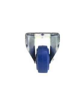 Roulette fixe en caoutchouc souple bleu diamètre 80mm