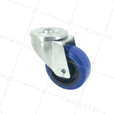 Ruota A Foro di fissaggio IN GOMMA SUPER ELASTICA DIAMETRO 80 MM CARICO 120 KG A FISSAGGIO DI 12 MM - S06NS80 • Caujolle