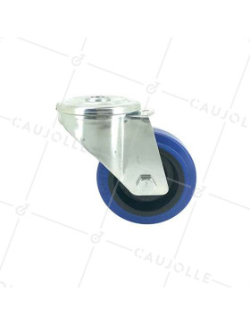 Roulette à oeil en caoutchouc souple bleu diamètre 80mm