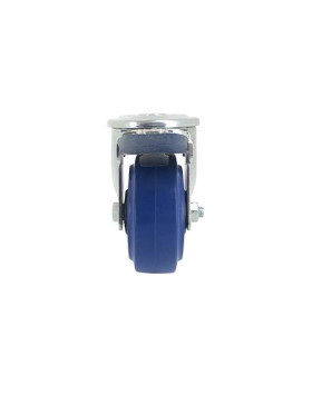 Roulette à oeil à frein en caoutchouc souple bleu diamètre 80mm