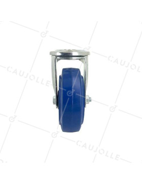 Roulette à oeil en caoutchouc souple bleu diamètre 100mm
