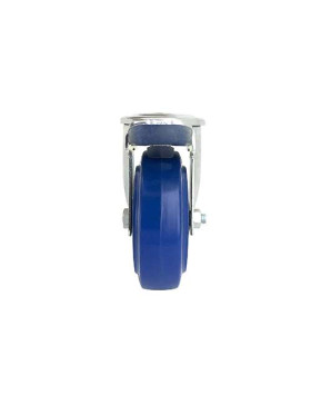 Roulette à oeil à frein en caoutchouc souple bleu diamètre 100mm