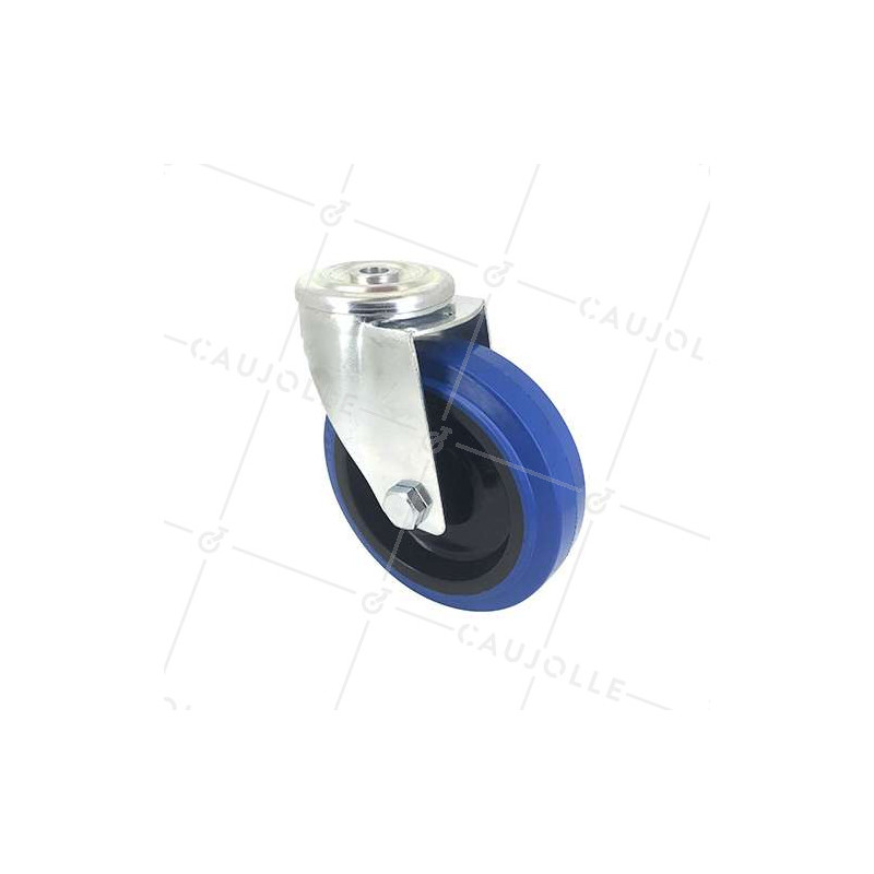 Roulette à oeil en caoutchouc souple bleu diamètre 125mm