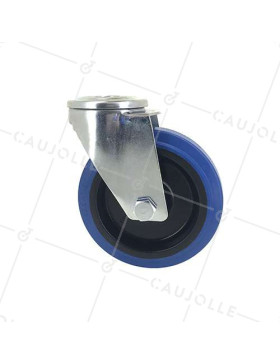 Roulette à oeil en caoutchouc souple bleu diamètre 125mm