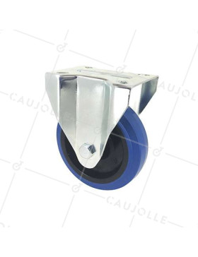Ruota INDUSTRIALE FISSA ELASTICA NON MACCHIANTE PER FLIGHTCASES DIAMETRO 125 MM CARICO 120 KG - S7NS125BLEUE • Caujolle