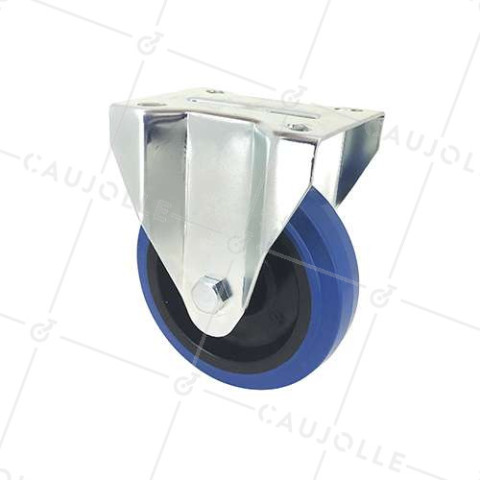 Ruota INDUSTRIALE FISSA ELASTICA NON MACCHIANTE PER FLIGHTCASES DIAMETRO 125 MM CARICO 120 KG - S7NS125BLEUE • Caujolle