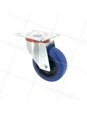 Ruota INDUSTRIALE ELASTICA NON MACCHIANTE PER FLIGHTCASES DIAMETRO 100 MM CARICO 120 KG - S2NS100BLEUE • Caujolle