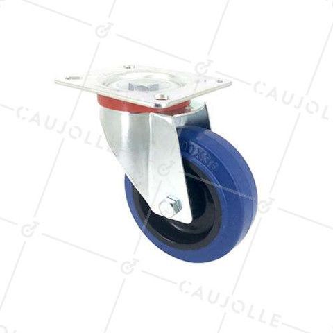 Ruota INDUSTRIALE ELASTICA NON MACCHIANTE PER FLIGHTCASES DIAMETRO 100 MM CARICO 120 KG - S2NS100BLEUE • Caujolle