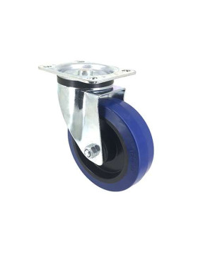Roulette industrielle en caoutchouc souple bleu diamètre 160 mm
