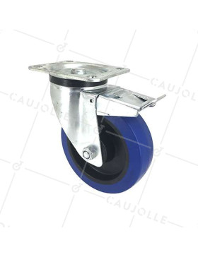Ruota INDUSTRIALE A FRENO IN GOMMA SUPER ELASTICA NON MACCHIANTE DIAMETRO 160 MM CARICO 200 KG - S74NS160AF • Caujolle