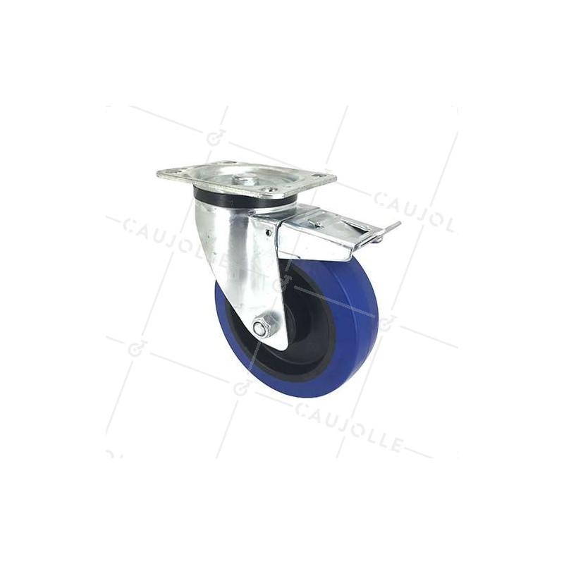 Roulette industrielle à frein en caoutchouc souple diamètre 160 mm