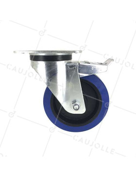 Roulette industrielle à frein en caoutchouc souple diamètre 160 mm