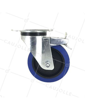 Roulette industrielle à frein en caoutchouc souple diamètre 160 mm