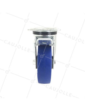Roulette industrielle à frein en caoutchouc souple diamètre 160 mm