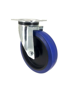 Roulette industrielle en caoutchouc souple bleu diamètre 200 mm