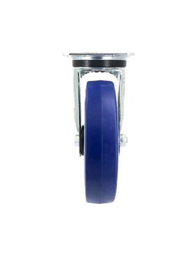 Roulette industrielle en caoutchouc souple bleu diamètre 200 mm