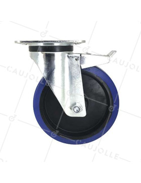 Roulette industrielle à frein en caoutchouc souple diamètre 200 mm