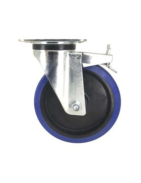 Roulette industrielle à frein en caoutchouc souple diamètre 200 mm