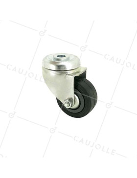 RUEDA CLÁSICA DE MANUTENCIÓN CON AGUJERO PASANTE DE CAUCHO, DIÁMETRO DE 50 MM, CAPACIDAD DE CARGA DE 35 KG, ORIFICIO DE 10 MM - S06C50 • Caujolle