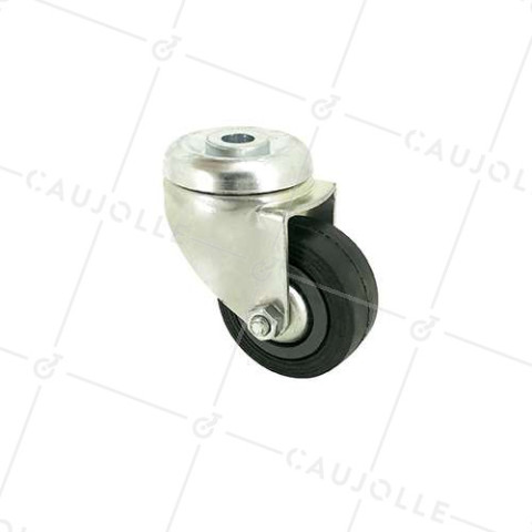 RUEDA CLÁSICA DE MANUTENCIÓN CON AGUJERO PASANTE DE CAUCHO, DIÁMETRO DE 50 MM, CAPACIDAD DE CARGA DE 35 KG, ORIFICIO DE 10 MM - S06C50 • Caujolle