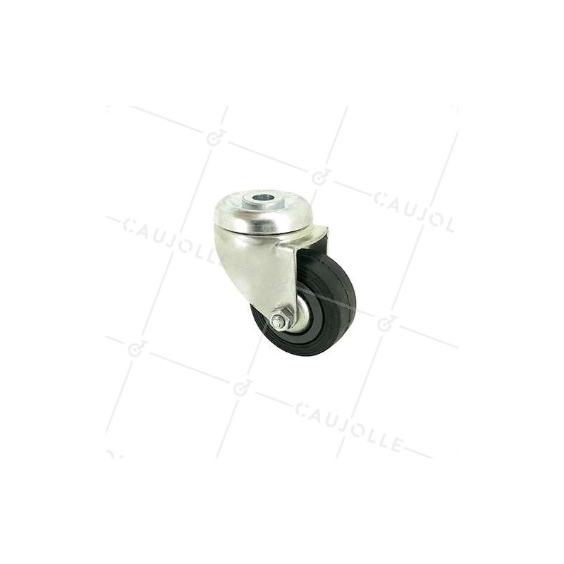 RUEDA CLÁSICA DE MANUTENCIÓN CON AGUJERO PASANTE DE CAUCHO, DIÁMETRO DE 50 MM, CAPACIDAD DE CARGA DE 35 KG, ORIFICIO DE 10 MM - 