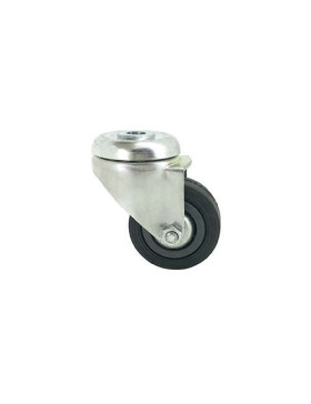 RUEDA CLÁSICA DE MANUTENCIÓN CON AGUJERO PASANTE DE CAUCHO, DIÁMETRO DE 50 MM, CAPACIDAD DE CARGA DE 35 KG, ORIFICIO DE 10 MM - 