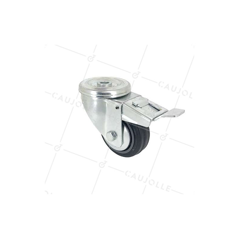 RUEDA CLÁSICA DE MANUTENCIÓN CON AGUJERO PASANTE Y FRENO DE CAUCHO, CON 80 MM DE DIÁMETRO, 65 KG DE CARGA, AGUJERO DE 12 MM - S0