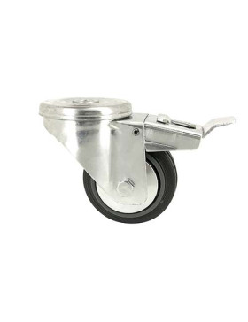 RUEDA CLÁSICA DE MANUTENCIÓN CON AGUJERO PASANTE Y FRENO DE CAUCHO, CON 80 MM DE DIÁMETRO, 65 KG DE CARGA, AGUJERO DE 12 MM - S0