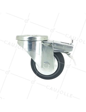 RUEDA CLÁSICA DE MANUTENCIÓN CON AGUJERO PASANTE Y FRENO DE CAUCHO, CON 80 MM DE DIÁMETRO, 65 KG DE CARGA, AGUJERO DE 12 MM - S0