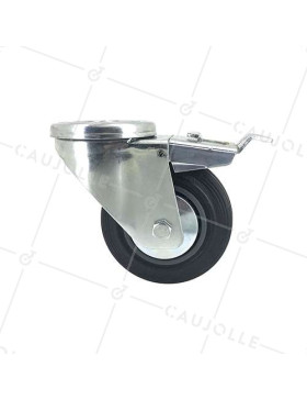 Roulette de manutention à oeil et frein en caoutchouc diamètre 100mm