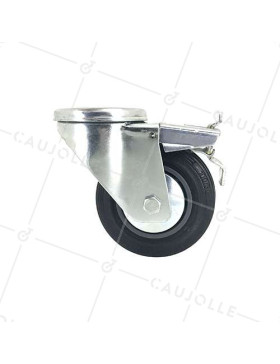Roulette de manutention à oeil et frein en caoutchouc diamètre 100mm