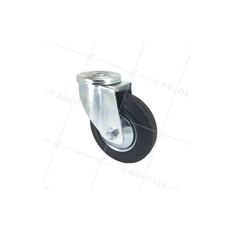 Roulette de manutention à oeil en caoutchouc diamètre 125 mm