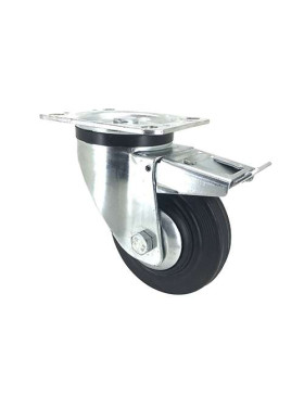 Roulette à platine et frein en caoutchouc diamètre 125mm