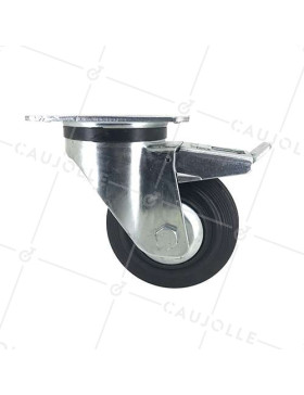 Roulette à platine et frein en caoutchouc diamètre 125mm