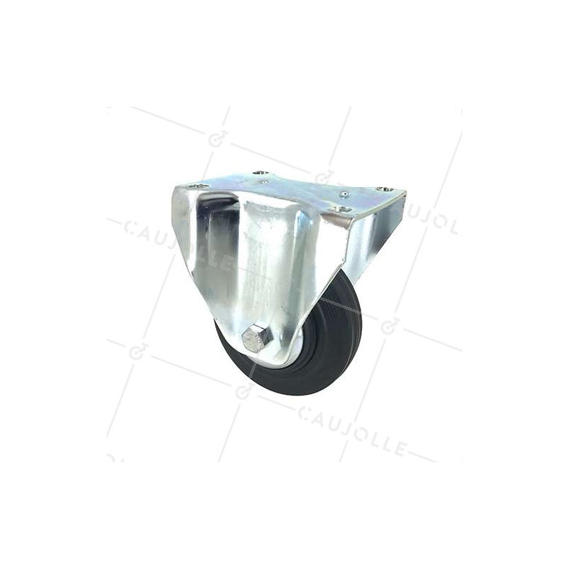 Roulette industrielle fixe en caoutchouc noir diamètre 125 mm