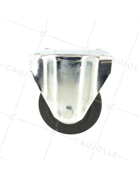 Roulette industrielle fixe en caoutchouc noir diamètre 125 mm