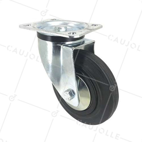 Ruota PIVOTANTE IN GOMMA RINFORZATA DIAMETRO 160 MM CARICO 200 KG - S74C160 • Caujolle