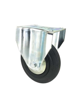 Roulette industrielle fixe en caoutchouc noir diamètre 160 mm