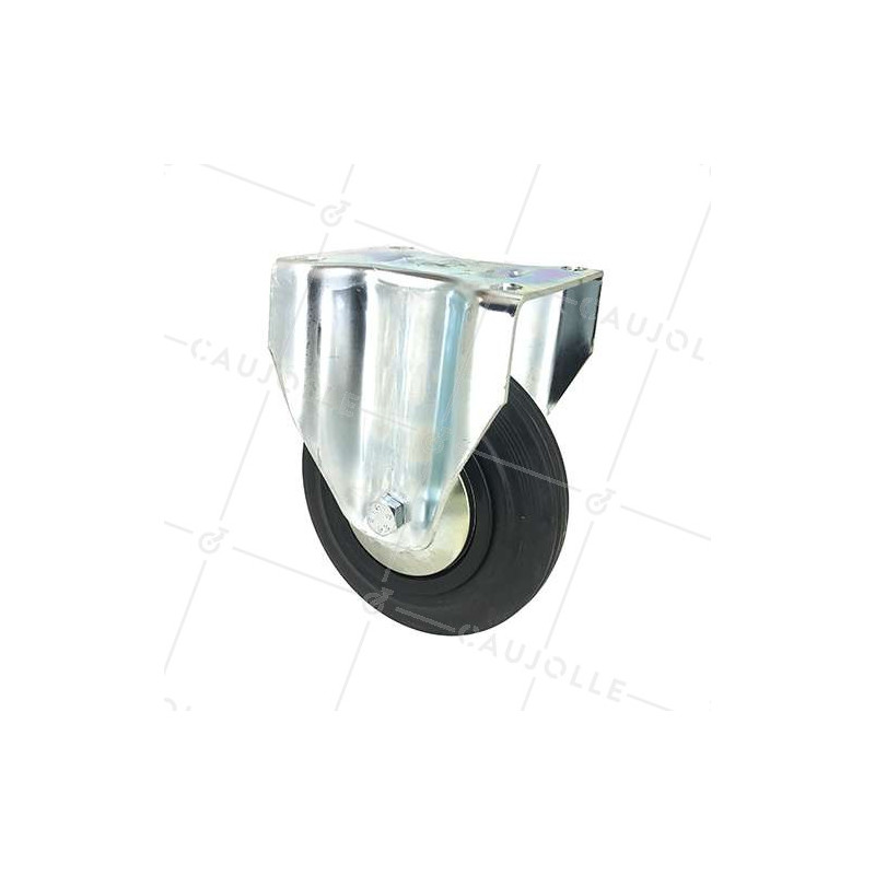 Roulette industrielle fixe en caoutchouc noir diamètre 160 mm