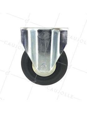 Roulette industrielle fixe en caoutchouc noir diamètre 160 mm