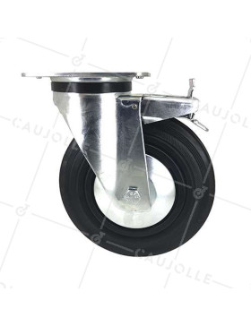Roulette à platine et frein en caoutchouc diamètre 200mm