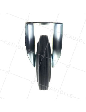 Roulette industrielle fixe en caoutchouc noir diamètre 200 mm