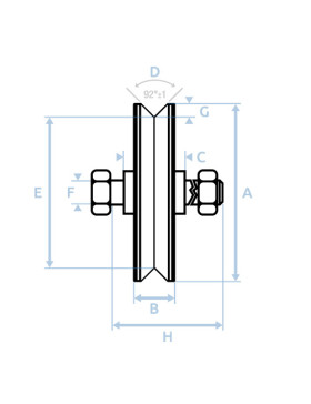 Ruota DI PORTAIL STRETTA DIAMETRO 90 MM PER RAIL TRIANGOLARE UNIVERSALE CARICO 350 KG ASSE 14 MM