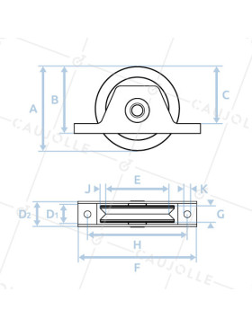 Ruota DI PORTALE INCASSATO DIAMETRO 80 MM PER RAIL TRIANGOLARE UNIVERSALE CARICO 200 KG - MTSPE GV80