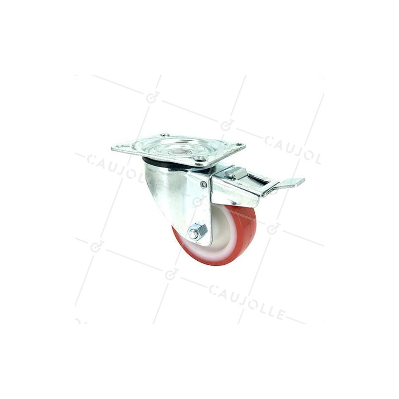 Roulette pivotante à frein en nylon polyuréthane diamètre 80mm