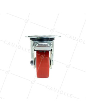 Roulette pivotante à frein en nylon polyuréthane diamètre 80mm