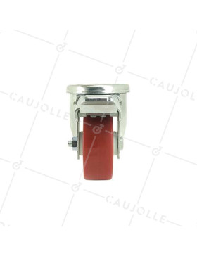 RUEDA DE MANIPULACIÓN CON AGUJERO PASANTE Y FRENO, DE POLIURETANO ROJO, DIÁMETRO DE 80 MM, CAPACIDAD DE CARGA DE 100 KG - S06NP 